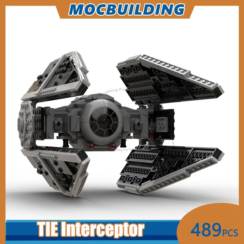 MOC Building Blocks TIE Interceptor Model DIY Assemble Bricks Space Collection Display Creative Educational Toys Gifts 489PCS