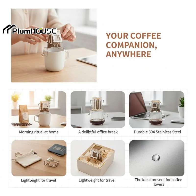 Cafe Drip Bag Coffee Holder,Stainless Steel Coffee Filter Holder,Outdoor Japanese Style Hanging Ear Coffee Holder,Portable Stan
