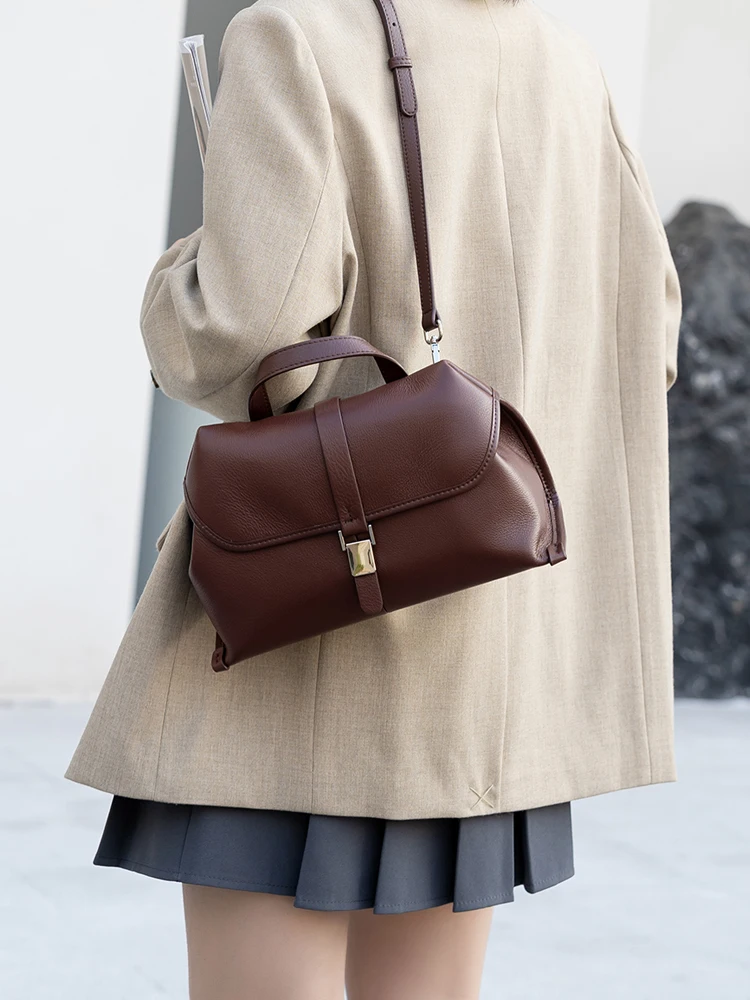 

Women Cow Genuine Leather Shoulder Bags Ladies Soft Cowhide Fashion Handbag Female Designer Luxury Crossbody Bags Minimalist Bag
