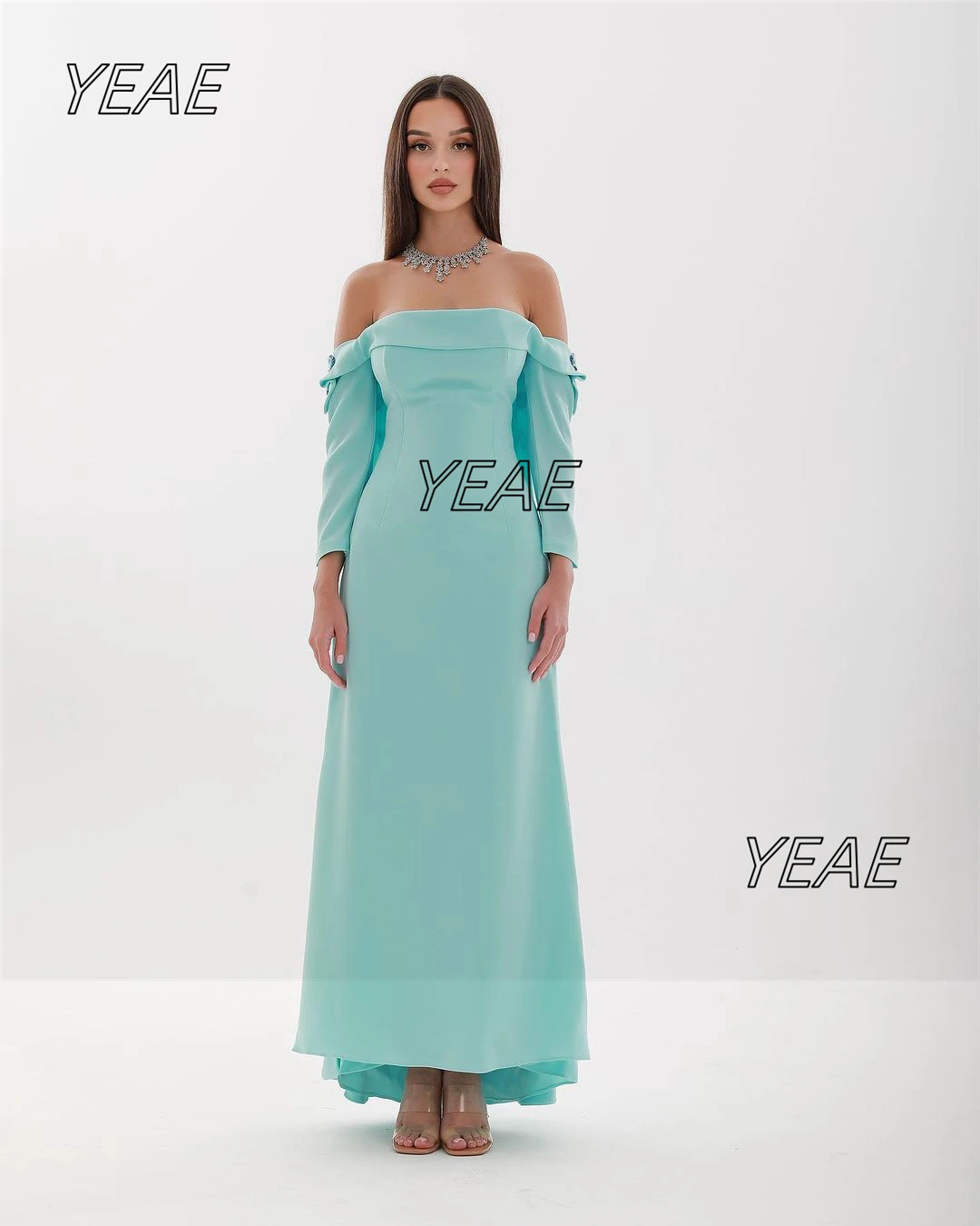 Vestidos de Fiesta de manga larga con cuentas, Vestidos formales de noche, cuello de murciélago, Vestidos de fiesta de graduación con envolturas, Vestidos de invitados de boda