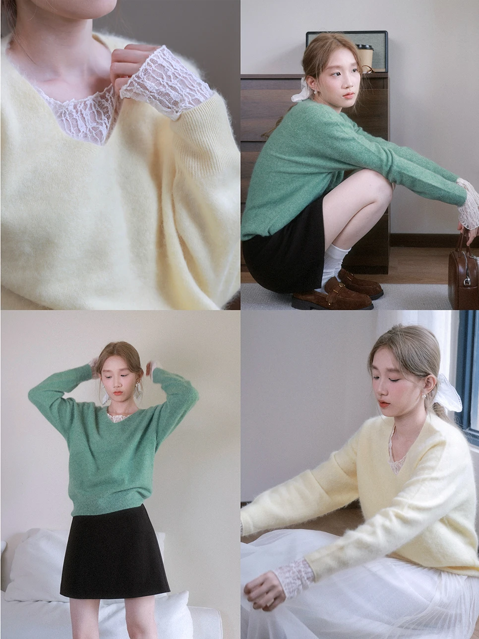 

Мягкий шерстяной свитер с V-образным вырезом, желтый, с длинными рукавами, универсальный, стройнящий, женский, осенний, модный, нежный стиль