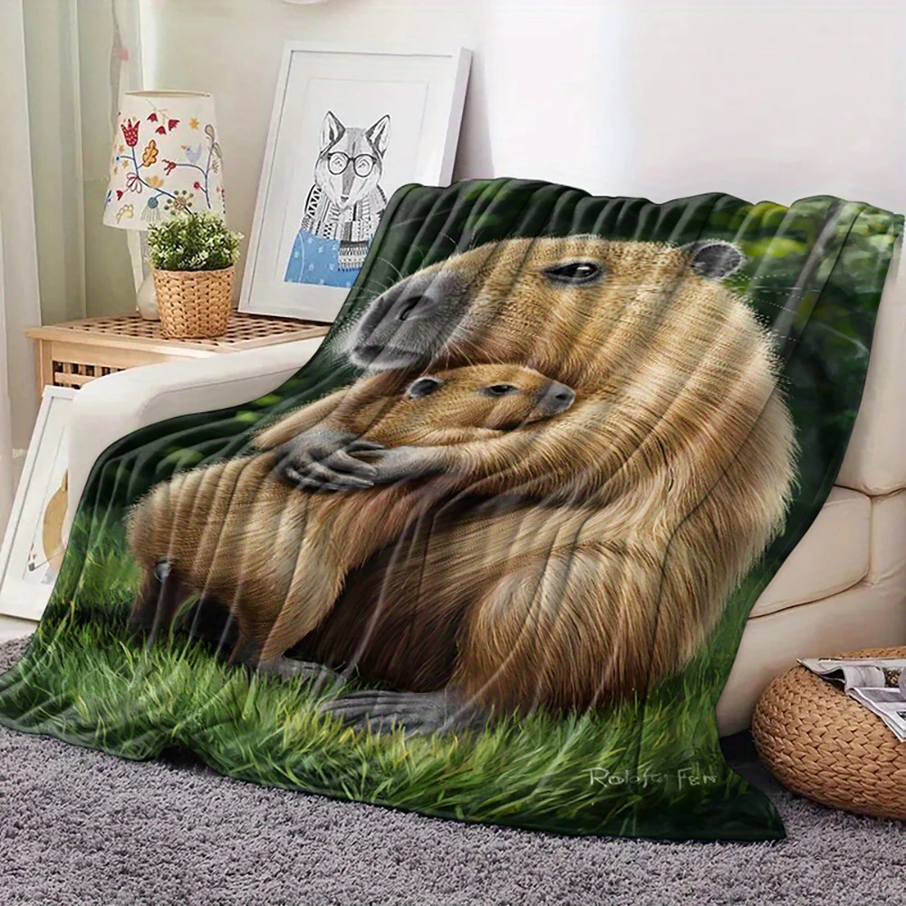 

Beaver Pattern Quilted Blanket , Warm and comfortable throw blanket sofa bed sofa camping trip, the best gift.