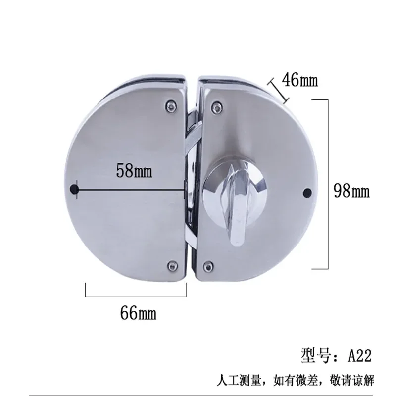 10-12mm Glass Swing Push Sliding Door Lock With 3 Keys Toughened Glass Door Lock Double Door Semicircle Hook Lock