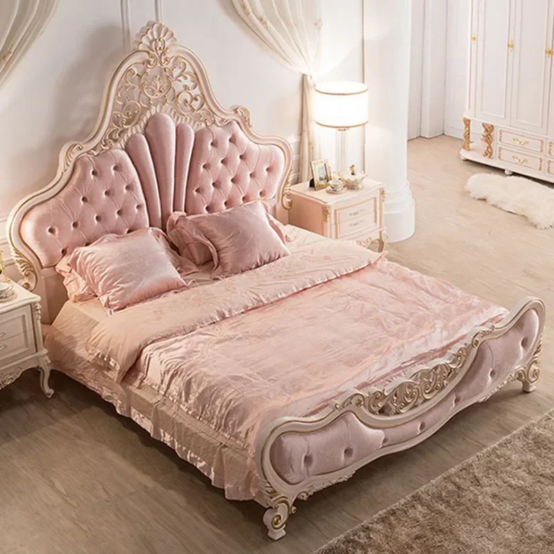 Master Modern Designer Bed Princess Floor Hand Carved Luxury Queen Bed Design Sleeping European Meubles De Chambre Furniture