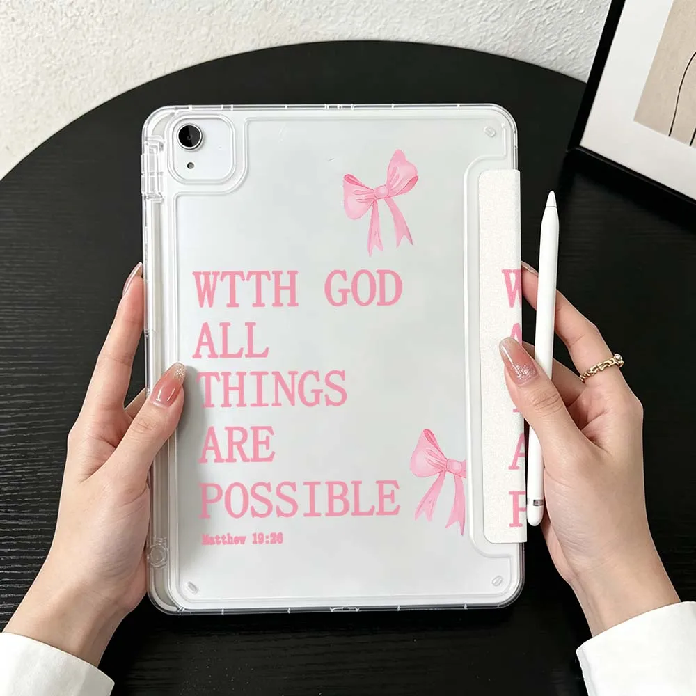 Blue Pink Butterfly For iPad Mini Pro Air 5 6 7 8 9 10th 11th 11 9.7 10.9 13 inch Transparent Y-Shaped Folding Tablet Case