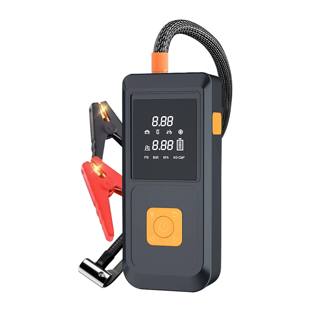 

Jump Starter with Air Compressor 1000A Peaks Automobile Battery Booster Power Pack with LED Light Power Bank Function