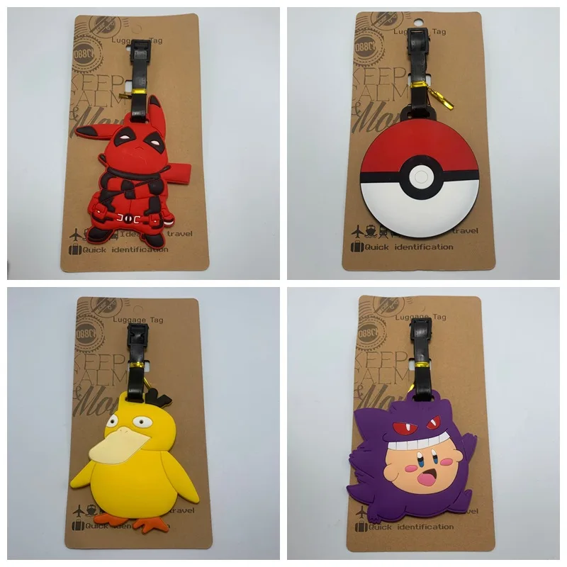 Cartoon Anime Pokemon Kawaii Pikachu Charmander Action Toy Figure Cute Bag Accessories Luggage Tag Suitcase Pendant Decoration