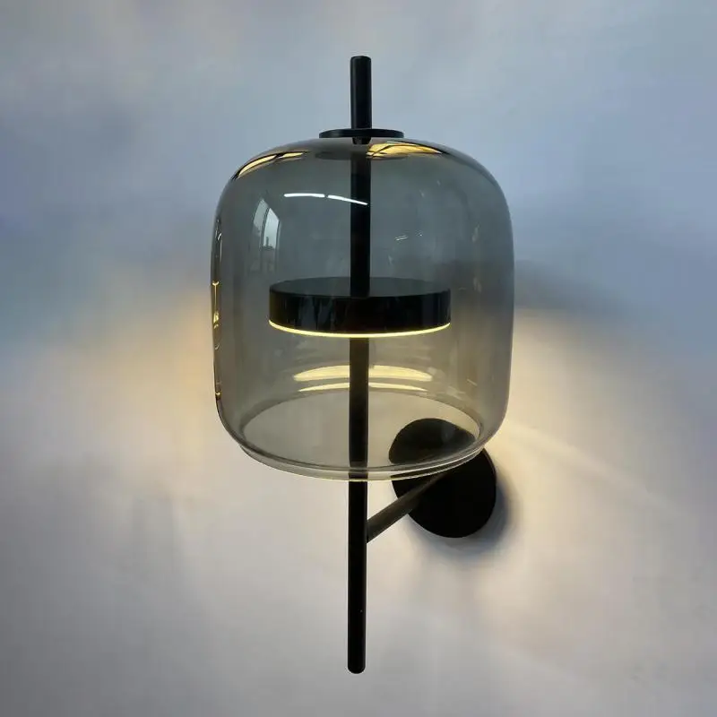 Antique Smoke gray glass Wall Lamp for Restaurant Bar Hotel project Bedside Bathroom deco LED glass cover mirror Light fixtures