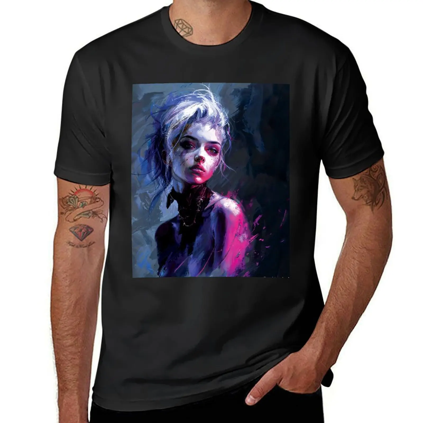 Hypnotic Allure: Zoe's Vulnerable Gaze T-Shirt summer clothes boys whites t shirts for men