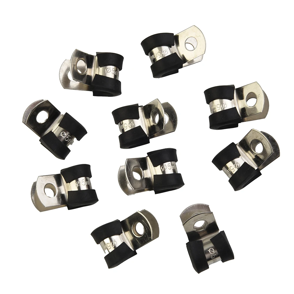 Securely Mount and Pipes Cables and Hoses with Rubber Lined P Clips Cable Mounting Hose Pipe Clamp (10PCS) Securely