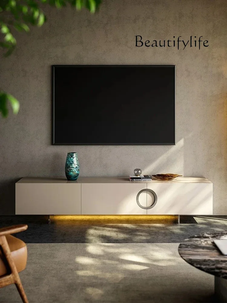 

X Italian Minimalist TV Cabinet Post-modern Minimalist Villa Living Room Floor Cabinet Light Luxury Acrylic High-footed TV Cabin