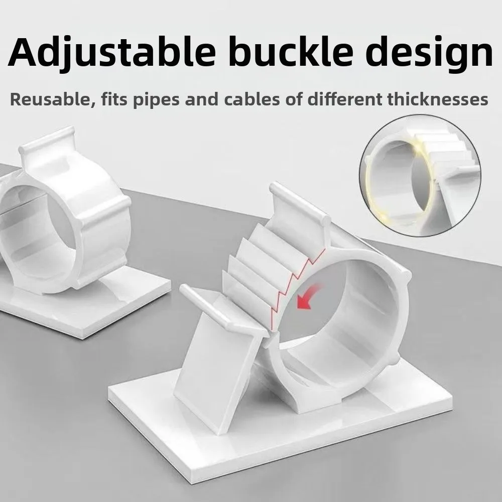 10Pcs Plastic Cable Organizer Clips Adjustable R-Shaped Clamp Wire Clamp Holders Self-Adhesive Tool-Free Installation