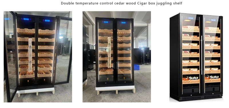 860L Multi-Function Cedar Wood Cigar Humidor Cabinet Electric Stainless Steel Mini Cooler for Household Use