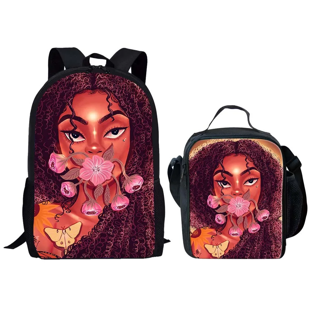 

Fashion Popular Funny Cute African Girls 3D Print 3pcs/Set pupil School Bags Laptop Daypack Backpack Lunch bag Pencil Case