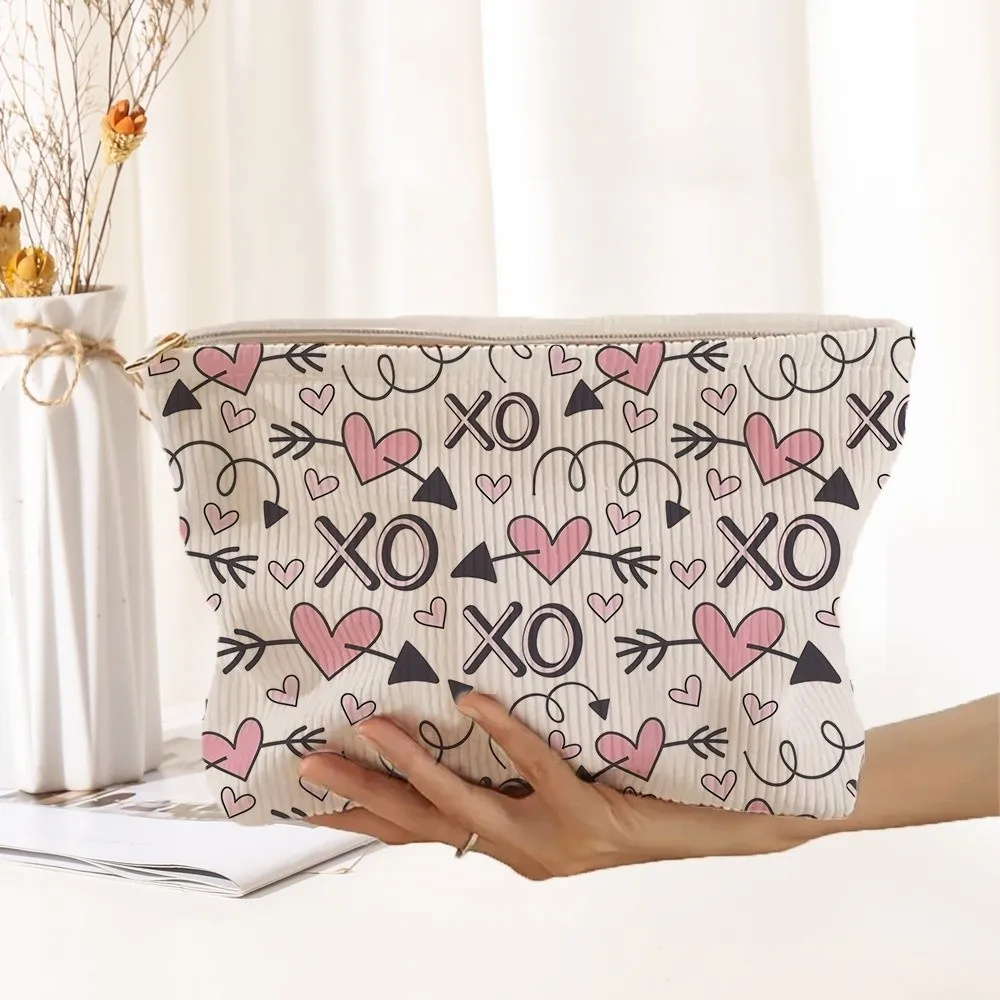 Corduroy Corduroy Storage Bag Letter Color Hand-painted Makeup Bag Portable Double-sided Printed Travel Toiletry Bag Travel