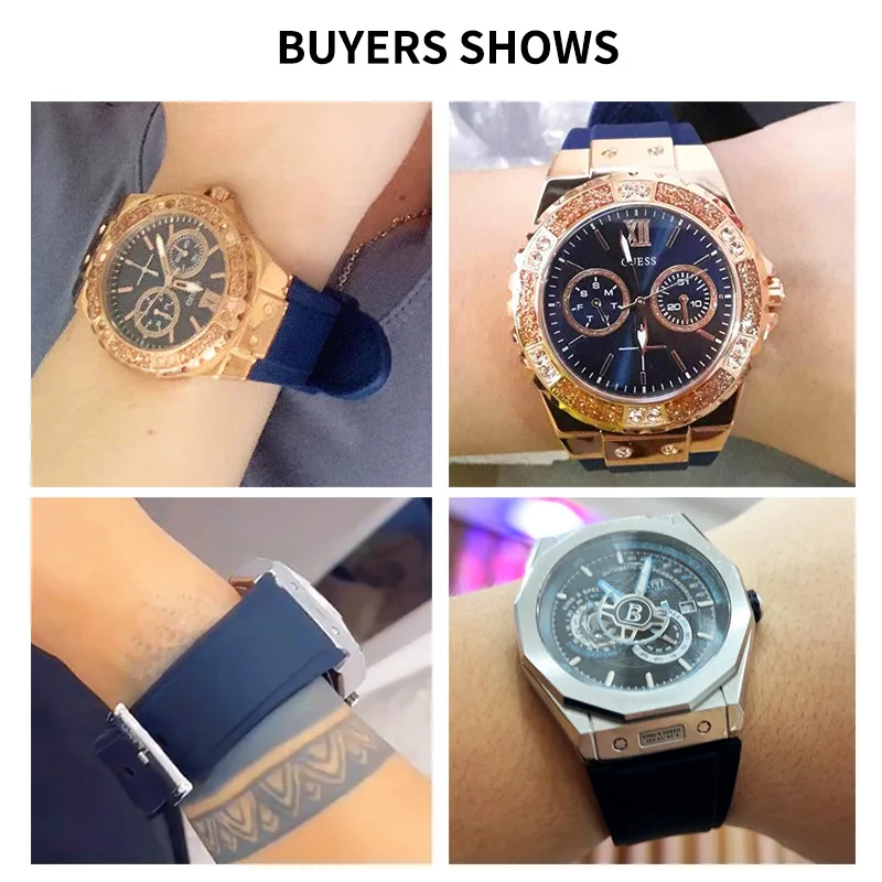 For Guess W0247G3 W1058G2 W0040G3 Watch Strap Blue Bracelet Silicone Rubber Watchband 22mm X 25mm Wristband With Tool