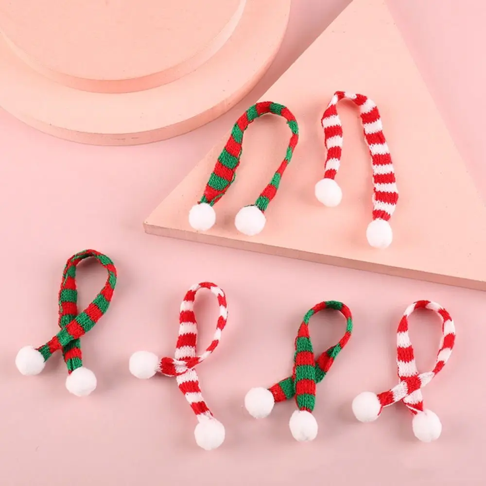 아크릴 섬유 미니 스카프 장식 줄무늬 DIY 공예 뜨개질 스카프 인형 장식 미니 뜨개질 스카프