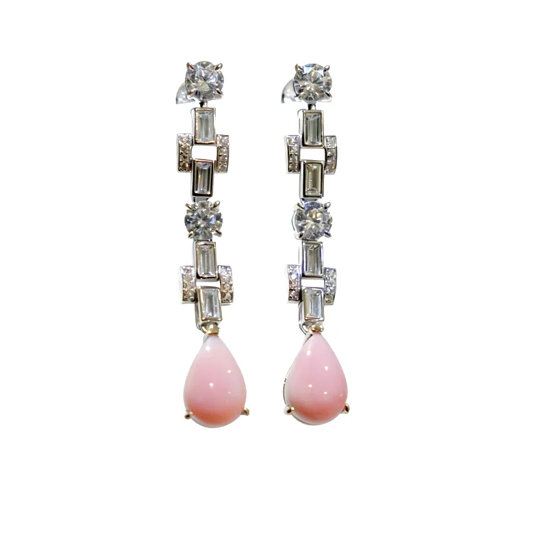 CAMEO Jewelry 925 Silver Gold Plated Earrings Pink Queen Shell Water-drop High end Light Luxury temperament Earrings