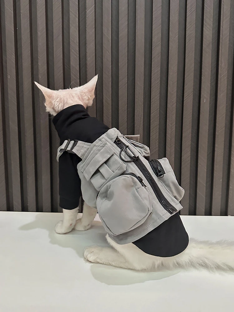 New Fashion Sphynx Cat Clothes with Harness No Pull Warm Pet Coat Jacket for Cats Gotas Kitten Garfield Outfit disfraz de perro