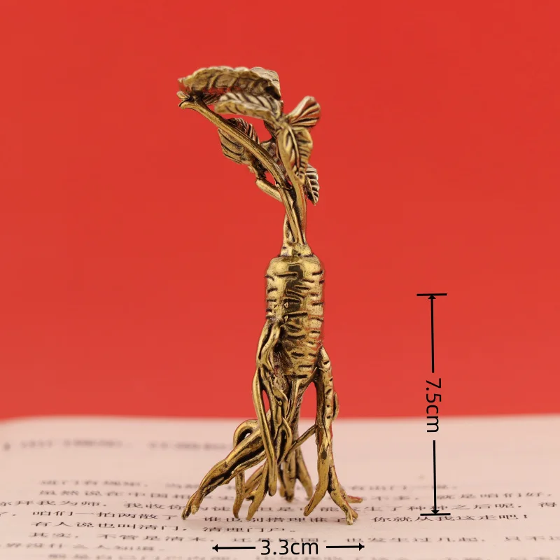 Pure Copper Bronze Creative Ginseng Ornaments Handsome Desktop Ornament Brass Decoration Hand-made Craft m372