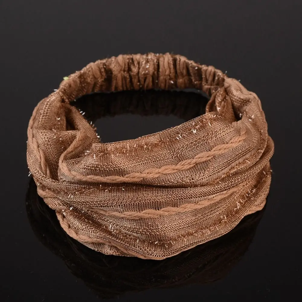 Brimmed Non Slip Mother Hair Hoop Shiny Cloth Elastic Hair Band Wide Hair Band Korean Headwear Mesh Hairbands Women Headband