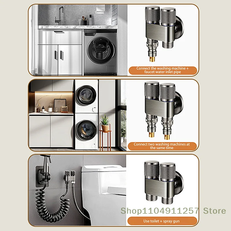 1 Set Special Buckle Water Nozzle Joint Drum Automatic 4 Points All-copper Washing Machine Faucet Automatic Water Stop Valve