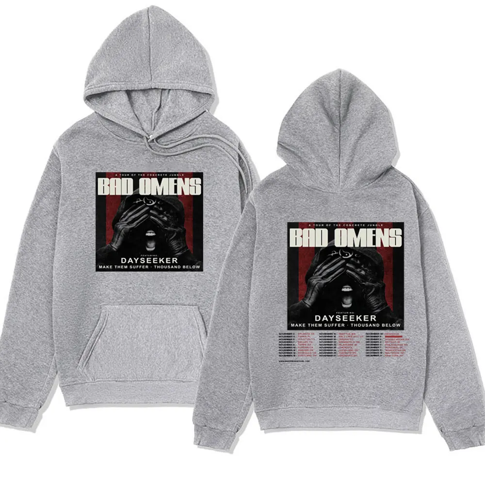 Rapper Rock Band Bad Omens Print Hoodie Men Women Fashion Hip Hop Sweatshirt A Tour of The Concrete Jungle Tour Hoody Pullover