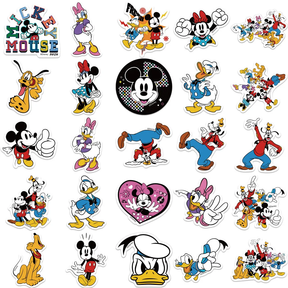 10/30/50PCS Disney Mickey Mouse Stickers Cute Decals Kids Toy DIY Waterproof Laptop Phone Guitar Graffiti Cartoon Sticker Gift