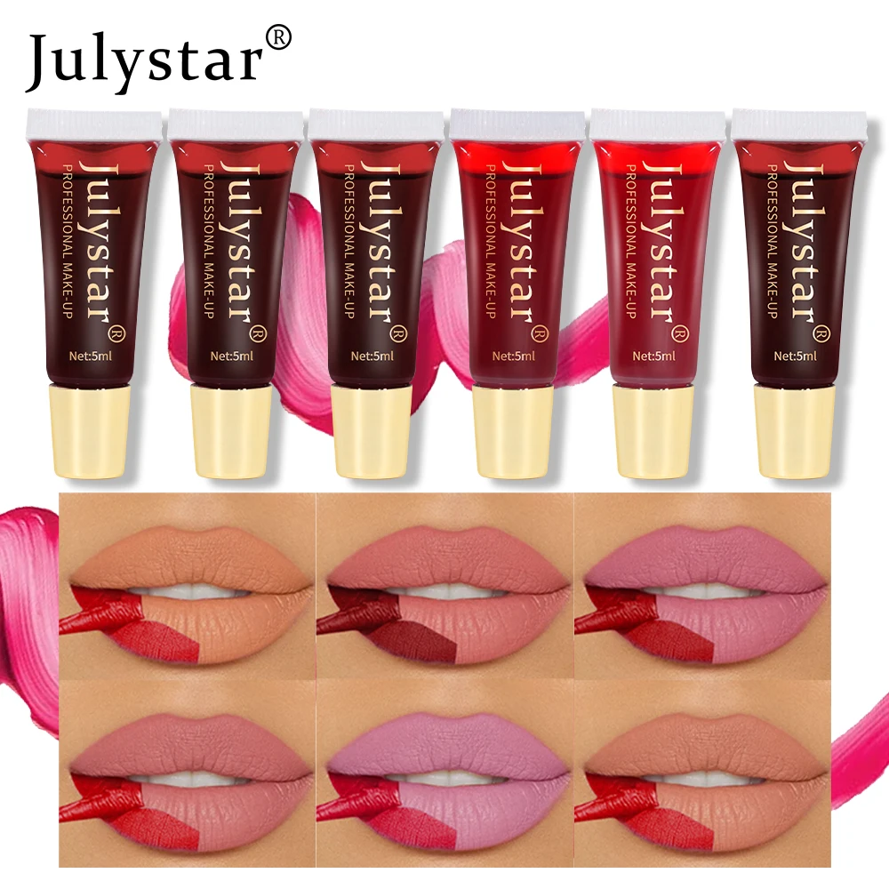 Julystar tear off lip gloss matte non stick cup long-lasting lip tear off lipstick 6 colors available