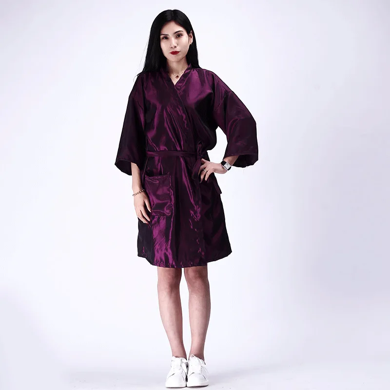 Salon Client Gown Robes Cape Hair   Cutting Smock for s Kimono Style Black dressing   