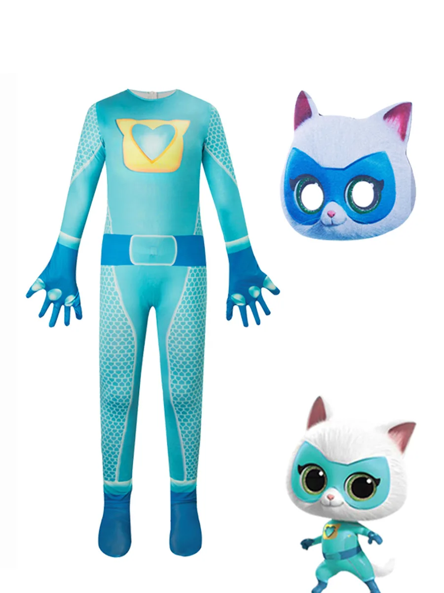 Game Anime Super Kitties Jumpsuit Role-playing Tight Fit Clothing Boy Girl Stage Performance Costumes Clothes Super Cat Bodysuit image 3