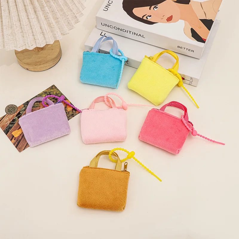 

Women's Bag Solid-color Coin Purse Mini Headphone Case Square Claw Machine Women's Thin And Short DIY Clutch Key Case Fashion