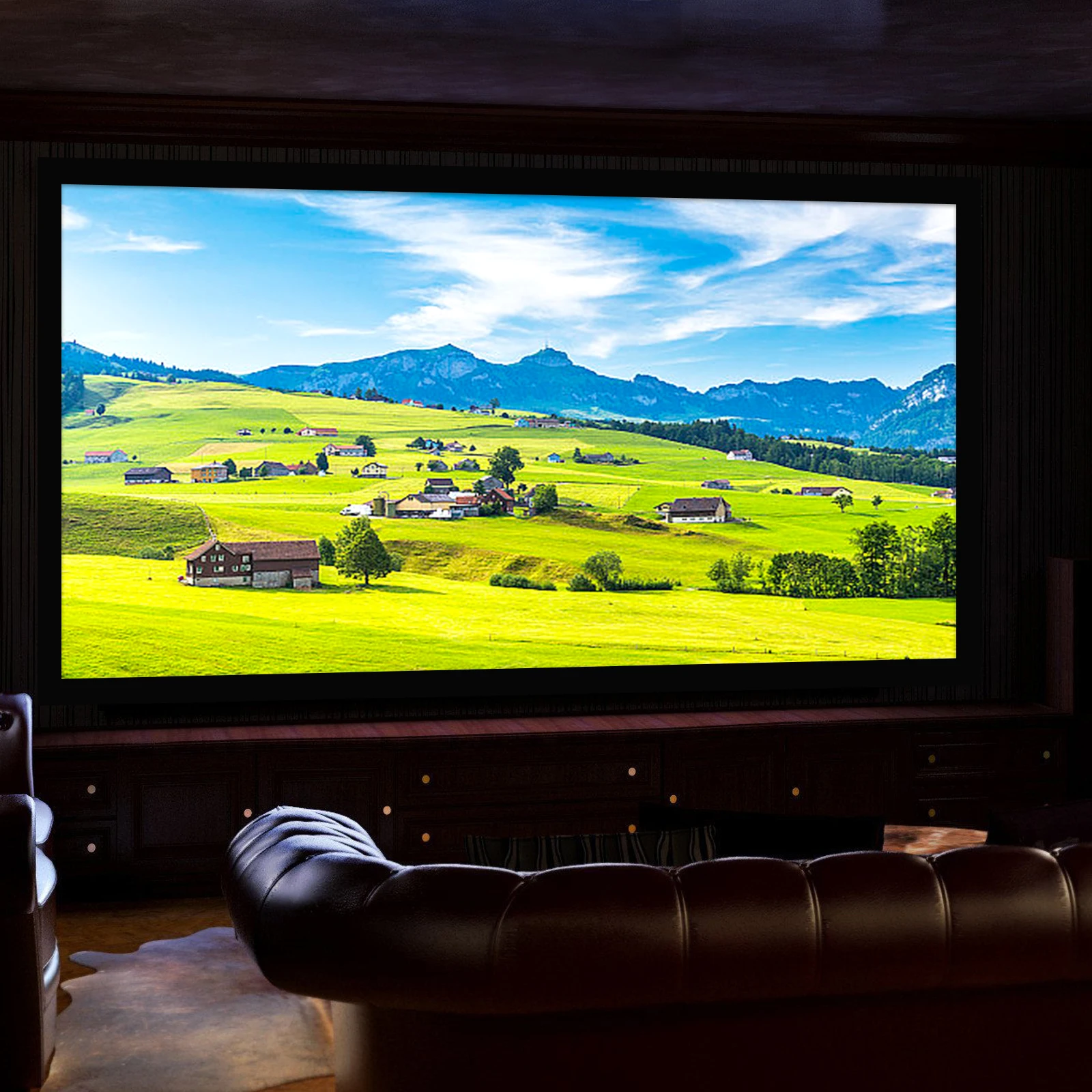 

Новый перфорированный акустически прозрачный экран для проектора 2026 года, алюминиевый сплав, безрамочный, с фиксированной рамой 60-90 мм, 220 дюймов