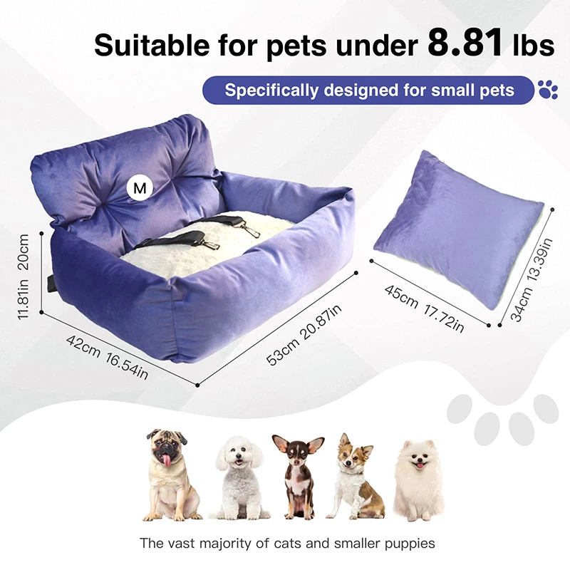 

Dog Car Seat Bag ​Short Plush Detachable Pet Travel Backpack Pet Handbag Carrier Bag Lightweight Cat Foldable Dog Bag