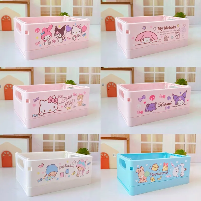 

Hello Kitty Makeup Box Cute Cartoon Desktop Living Room Foldable Portable Box Travel Women Supplies Student Gift Wholesale