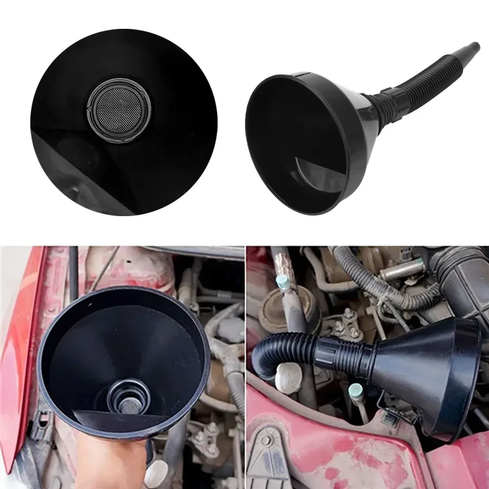 Entonnoir d\'huile universel avec tuyau de filtre, ensemble de poignées, gaz diesel, outils de remplissage de carburant, accessoires de voiture pour