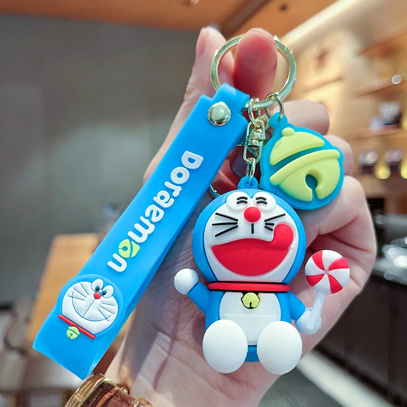 Cartoon Anime Doraemon Keychain Cute Dingdang Cat Pendant PVC Car Key Ring Charm Luggage Accessories Gift Toys for Children