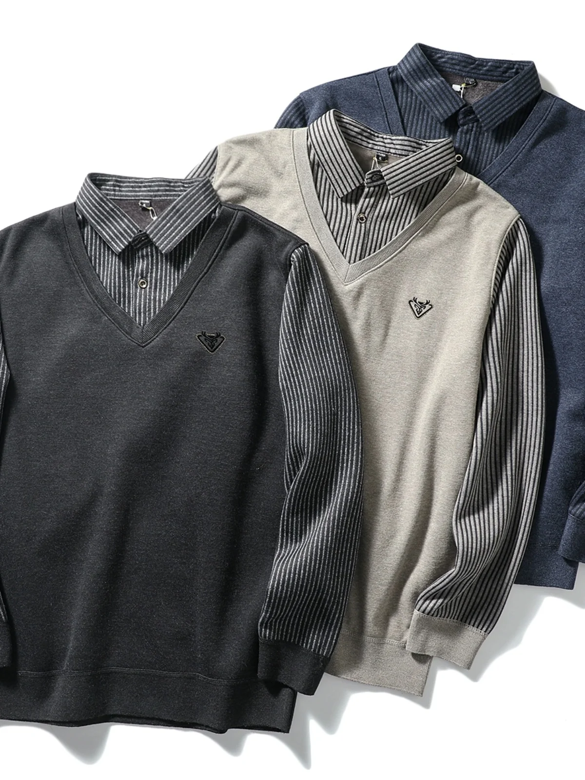 

Thiened цельный мужской вязаный свитер с воротником irt, теплый, приятный для кожи, осенне-зимний, новый, повседневный, длинный...