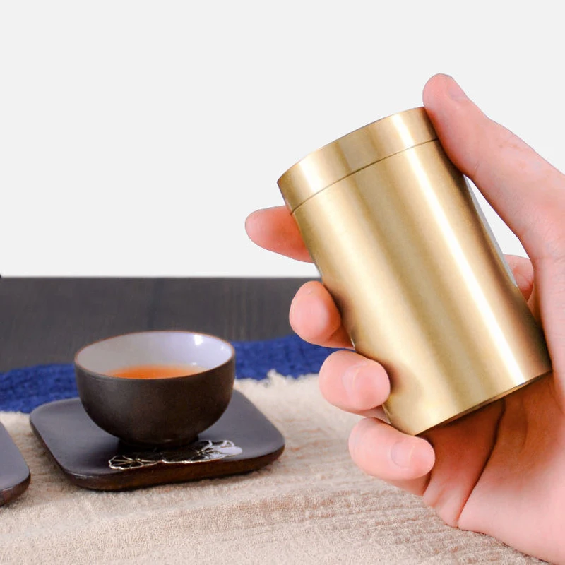 Airtight Tea Canister Copper Incense Coffee Powder Container Portable Tea Tins Food Jars for Sugar Spices Powder