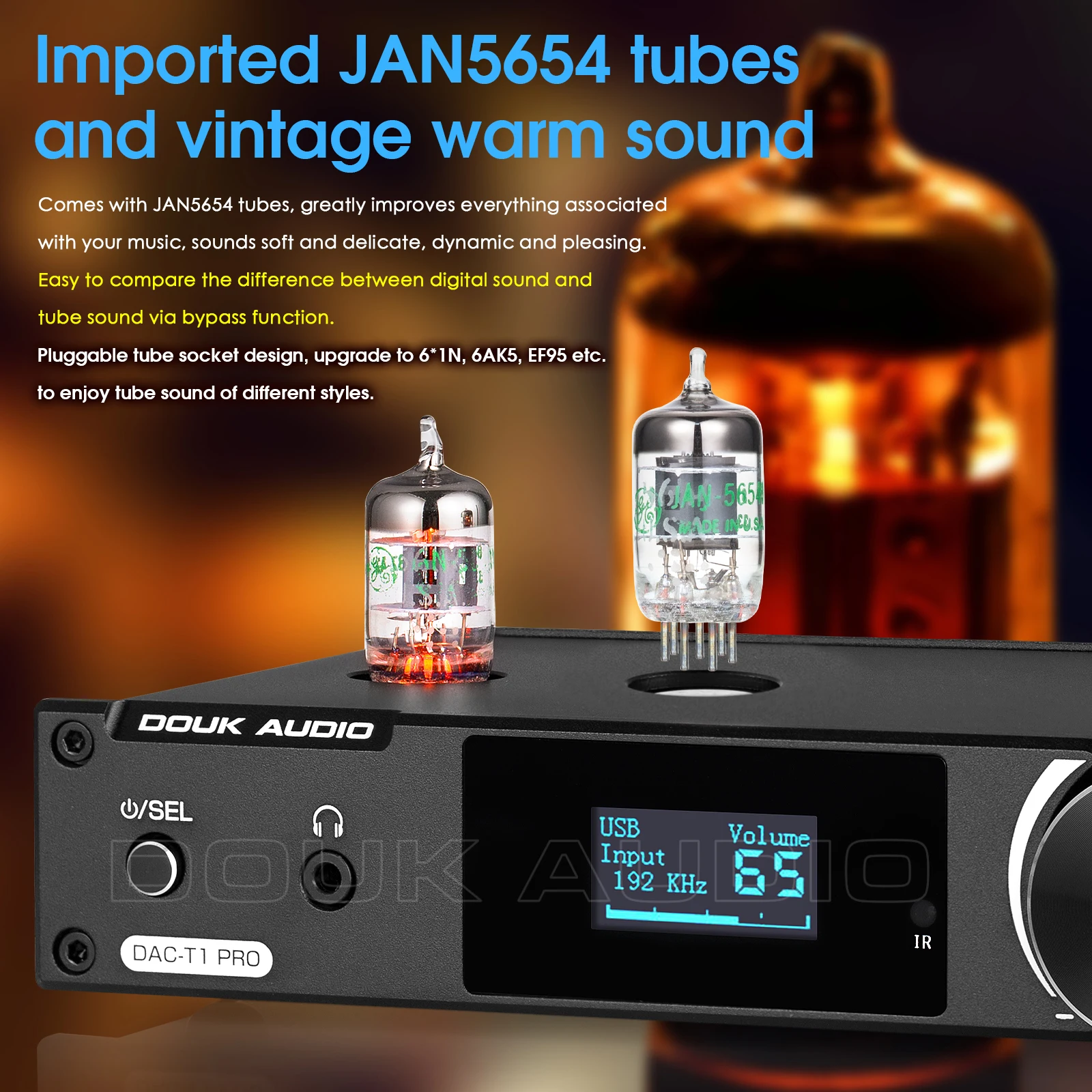 Douk Audio HiFi Bluetooth 5.0 Ventil Tube Preamp COAX/OPT Digital-Analog-Konverter USB DAC Lautsprecher Receiver Kopfhörerverstärker – Detail 5