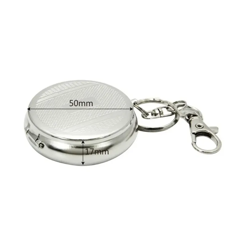 Mini Stainless Steel Car Cigarette Ashtray Portable Pocket Ash Holder With Keychain Random Pattern Auto Accessory