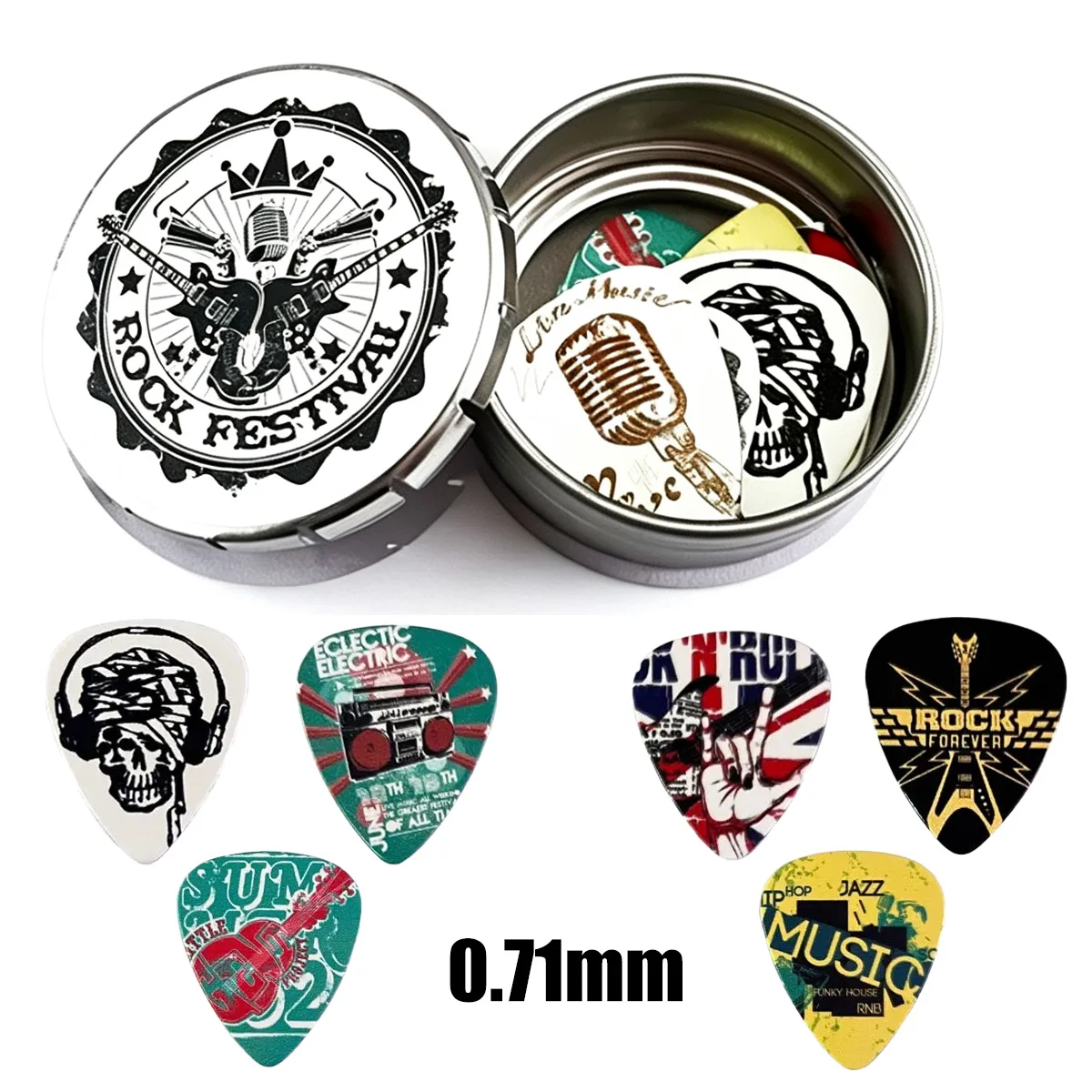 Miwayer 6 Pieces Cool Celluloid Guitar Picks Set with Picks Holder Unique Gift Idea for Guitarists in a Convenient Storage Box