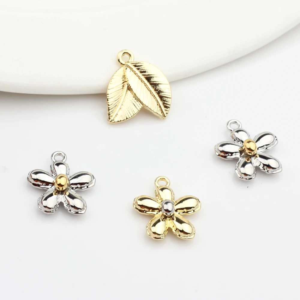 Zinc Alloy Mini Flowers Leaves Shape Charms 10pcs/lot For DIY Fashion Drop Earrings Jewelry Making Accessories