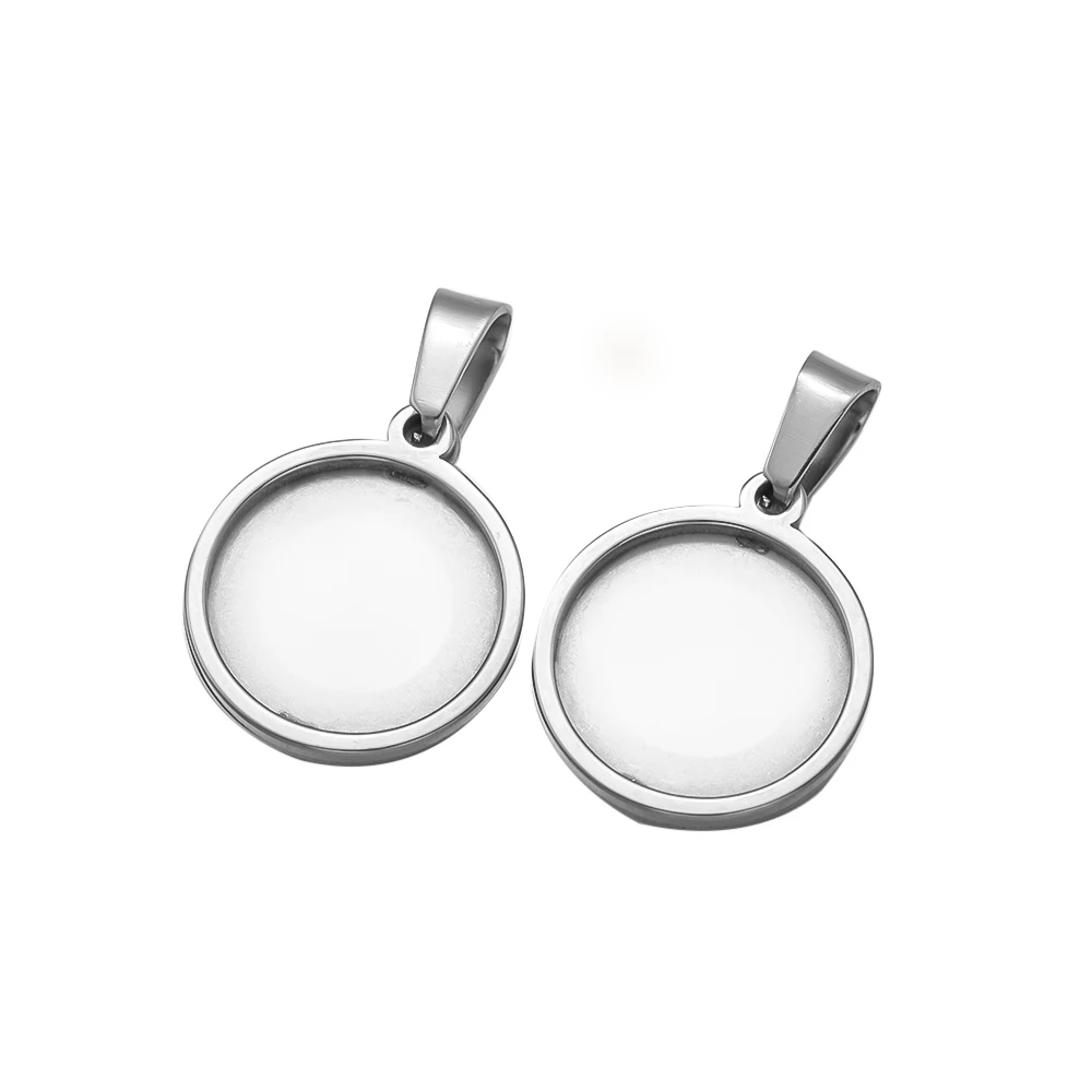 5pcs Stainless Steel Cabochon Setting Trays 10/15/20/30/35/40mm Dia Pendant Base Blank For Necklace DIY Jewelry Making Supplies