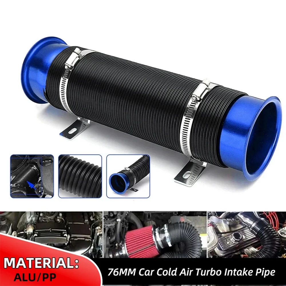 76MM Car Cold Air Turbo Intake Inlet Pipe Adjustable Flexible Duct Tube Hose Cold Feed Duct Pipe air intake kit BX100458