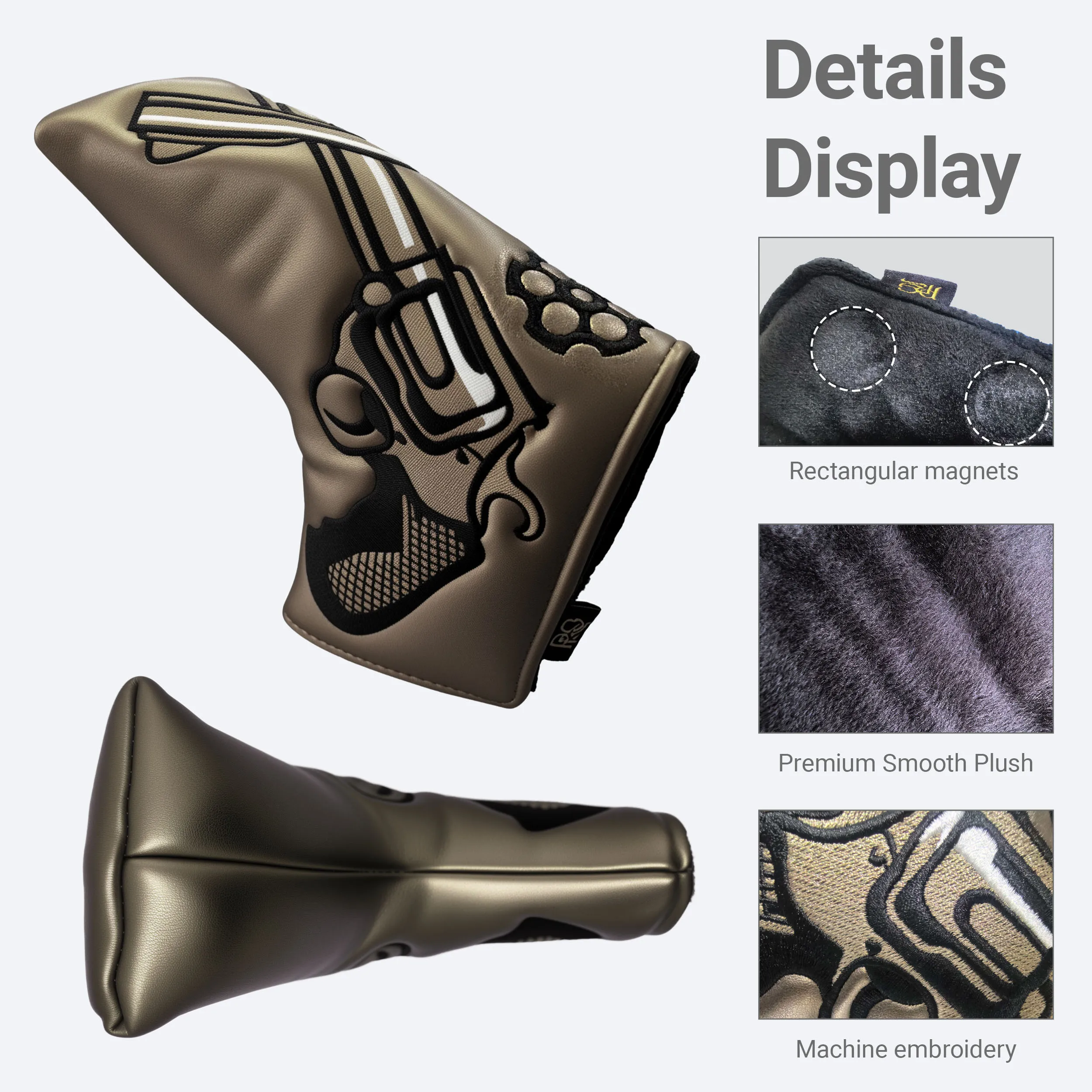 قطعة واحدة من غطاء الرأس لمضرب الجولف، مادة PU مقاومة للماء، إغلاق مغناطيسي، لمسة نهائية بنية، مصممة لمضارب الشفرات #1