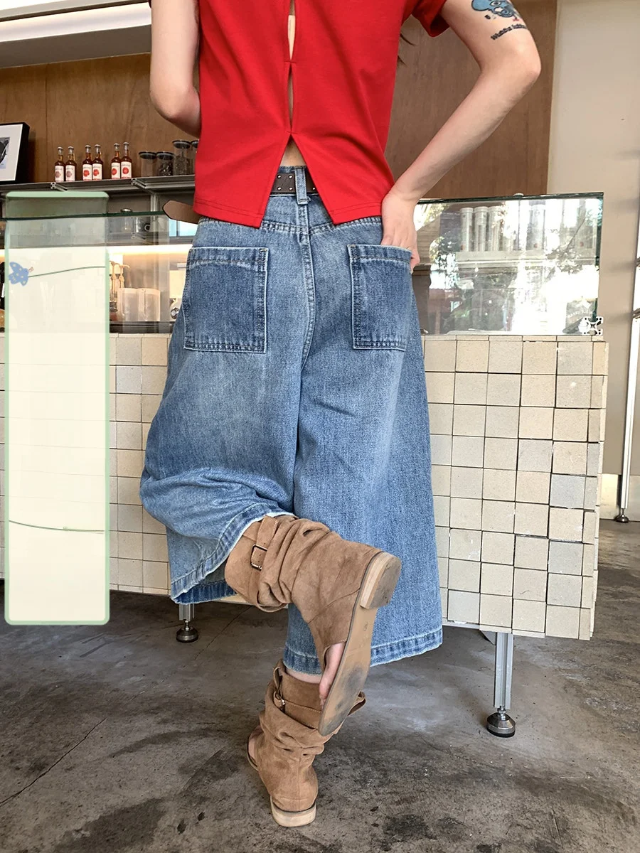 

Sinbounboun Vintage Blue High Waist Wide Leg Jeans Casual Slimming High Rise Casual Pants for Women Winter Spring Denim