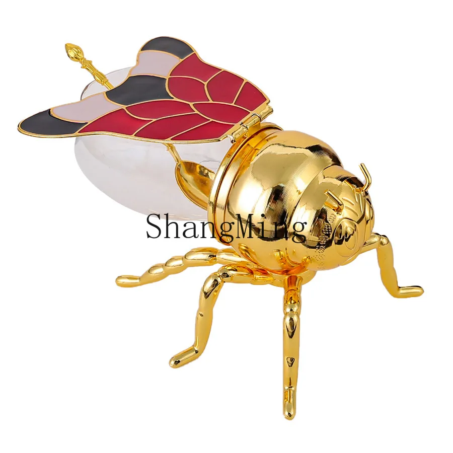 

PYH Little Bee Seasoning Box Golden Large Bee Sugar Cup Household Kitchen Seasoning Box with Spoon Storage