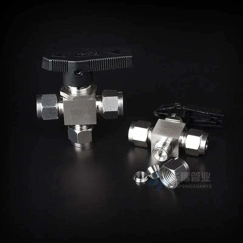 304/316 Stainless Steel Ferrule Three-way Ball Valve Horizontal Panel Switching Valve L-type Three-way Imitation Valve YFP-1A