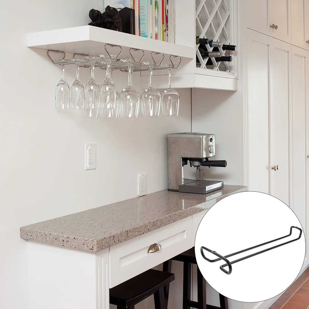 

2pcs Iron Wine Rack Cup Holder For Kitchen Bar Hotel Hanging Glass Display Sturdy Mug Hanger Household Storage Organizer